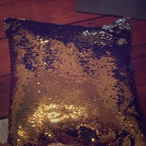 Gold and silver sequined pillow case